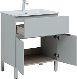 Aquanet Мебель для ванной Алвита New 70 1 ящик 2 дверцы серая матовая – фотография-5